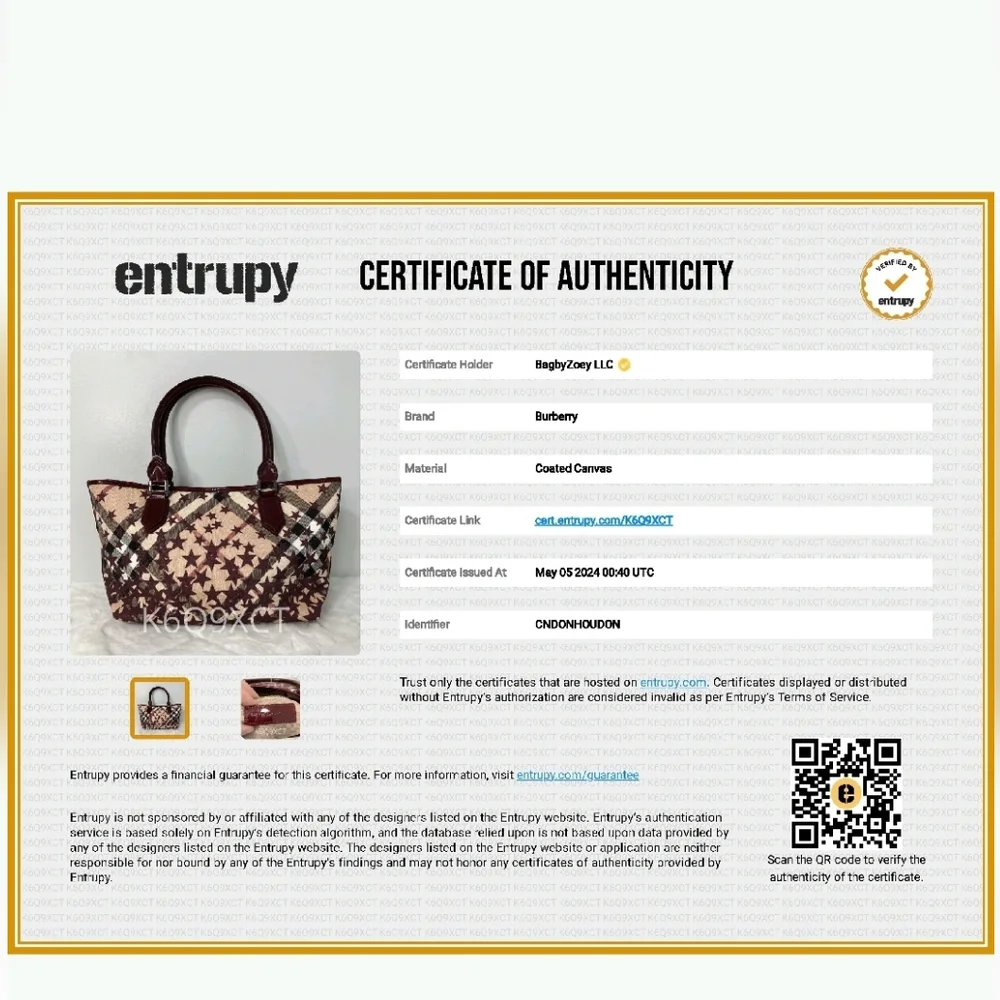 AI07❤️ BURBERRY Patent Supernova Check Stars Nickie Tote - Picture 14 of 14